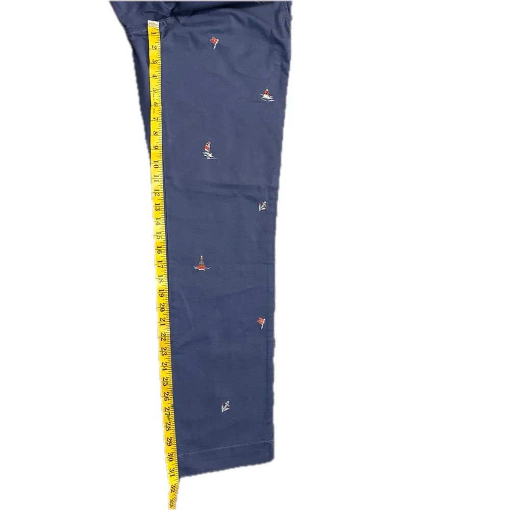 Polo Ralph Lauren Mens Navy Nautical Embroidered Stretch Straight Pant 34x32 NWT
